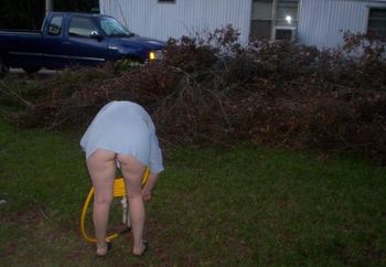 Young Wife Washing Car