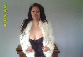 cherrygirl in fur and black lingerie