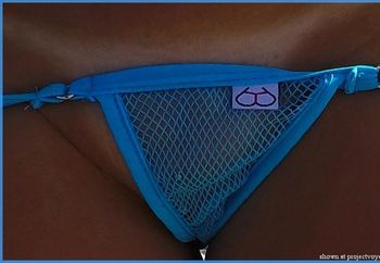 Blue fishnet bottom...