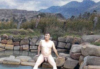 Naturism bathers enjoying hot springs!  