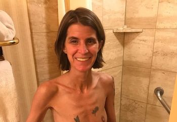 Skinny Becky stripping in Vegas 