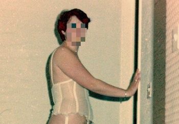 M in white lingerie