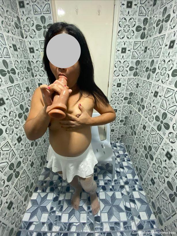More in white with her favourite dildo - image7