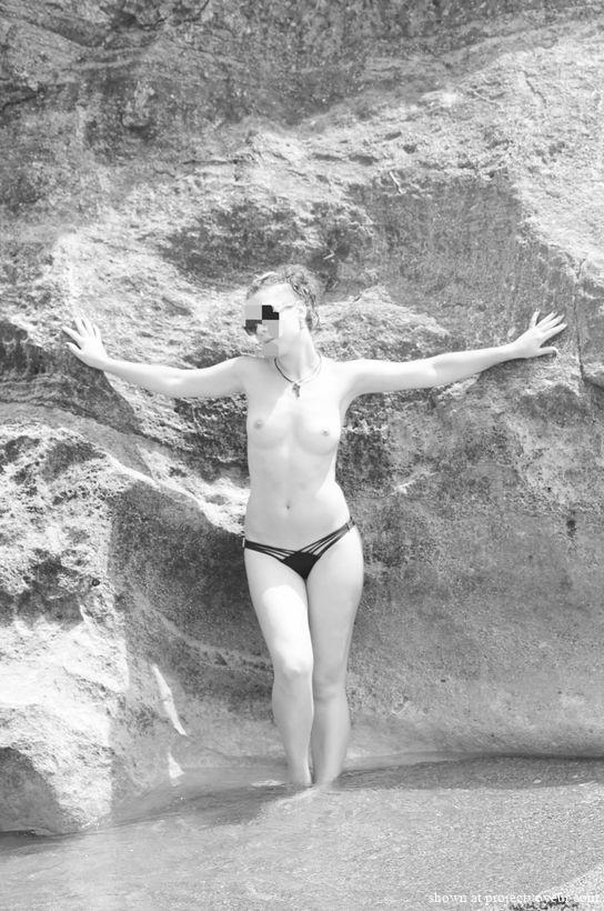 Naked Hot wife in public Beach - image3