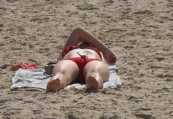 Redhead by the beach