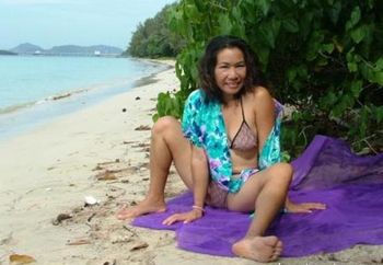 Asian wife at the beach 