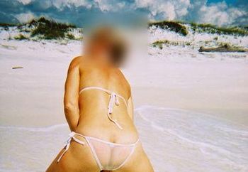 Suzy Slut outside--a little beach bunny