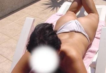 Hot Brunette Sunbath & Shower