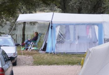 Dutch Woman Showering On Campsite