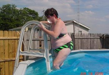 Shy Big Bunny In Pool