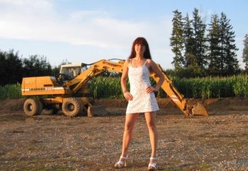 German Girl And A Excavator