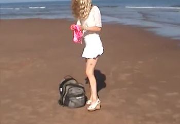 Hot wife strips at public beach