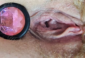 Hairy Pussy and a Plug