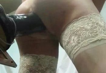 Sexy horny guy fucking a giant dildos 