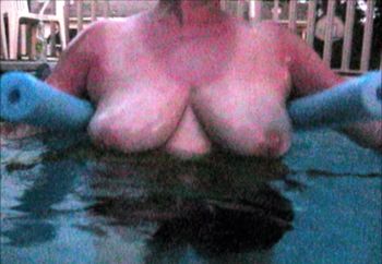 Titty Flash in pool