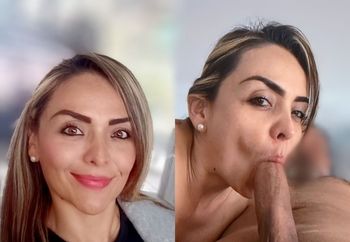 Diana sucks a stiff cock. 